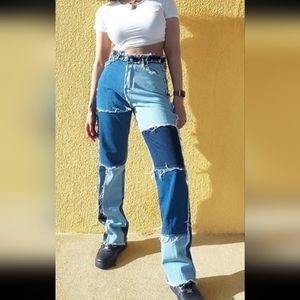 Patchwork jeans Y2K